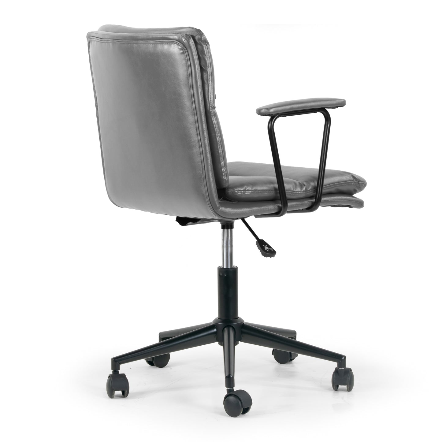 Avalee Grey Faux Leather Adjustable Height Swivel Office Chair with Arms
