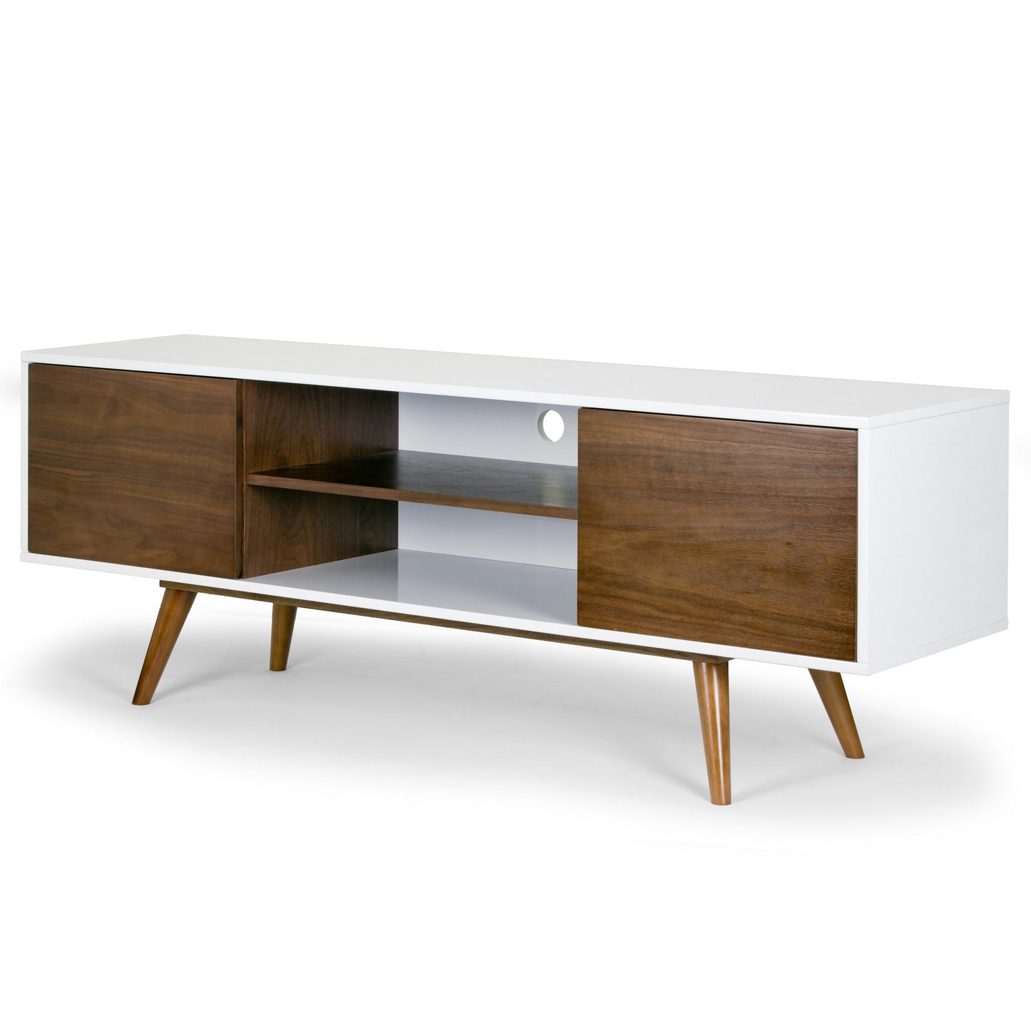 Ailsa Scandinavian Style TV Stand with Walnut and White Finish
