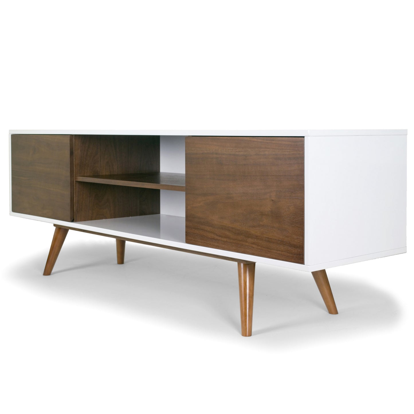 Ailsa Scandinavian Style TV Stand with Walnut and White Finish