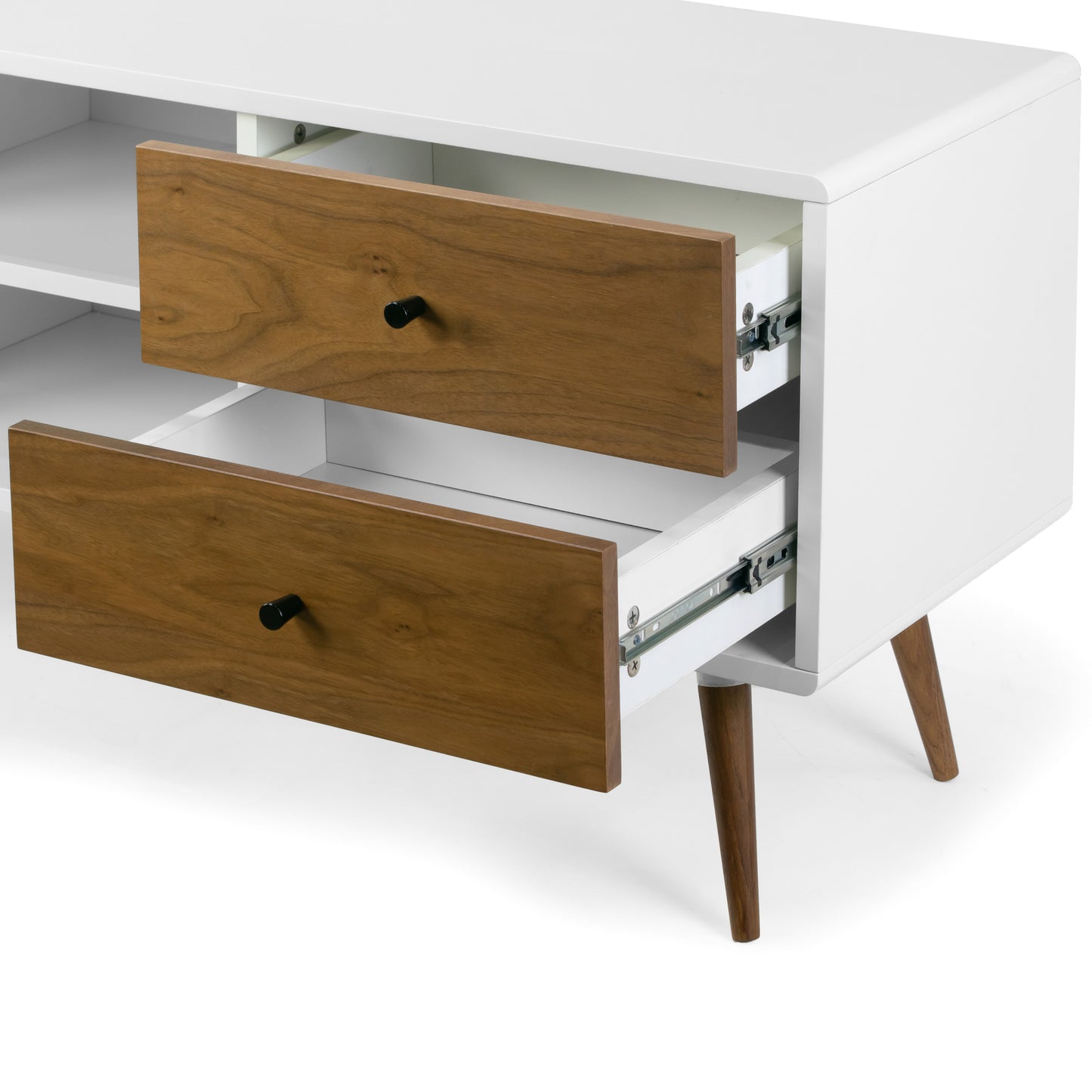 Alta Scandinavian Style Walnut and White Finish TV Stand