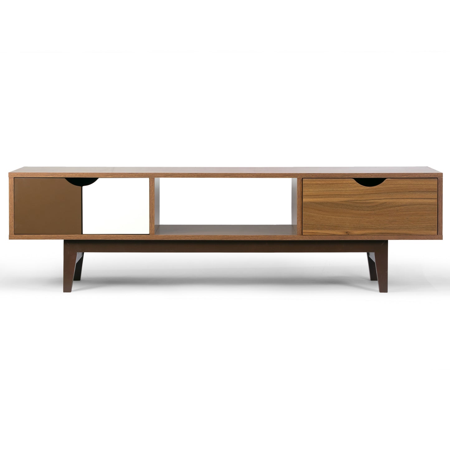 Alvin Scandinavian Style Walnut Finish TV Stand with Contrasting Drawers