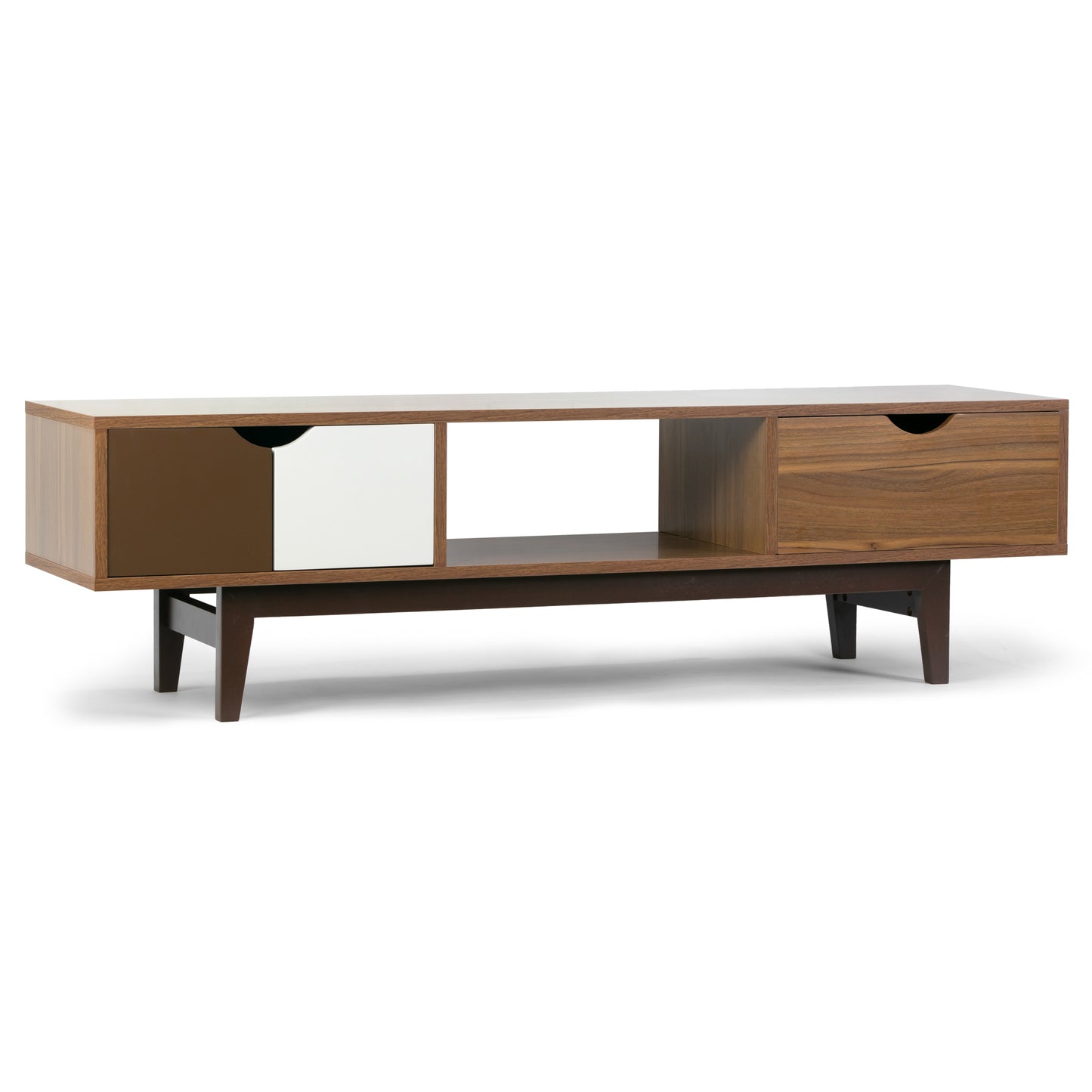 Alvin Scandinavian Style Walnut Finish TV Stand with Contrasting Drawers