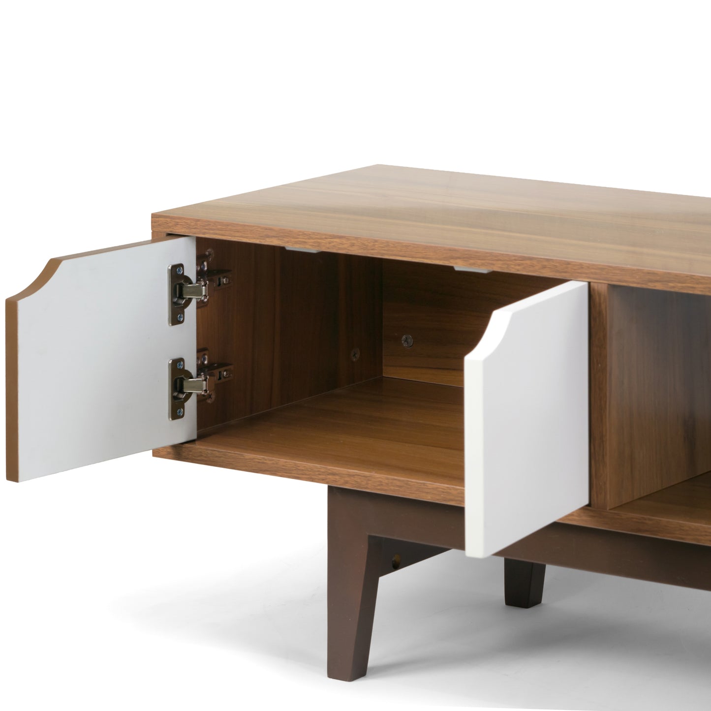 Alvin Scandinavian Style Walnut Finish TV Stand with Contrasting Drawers