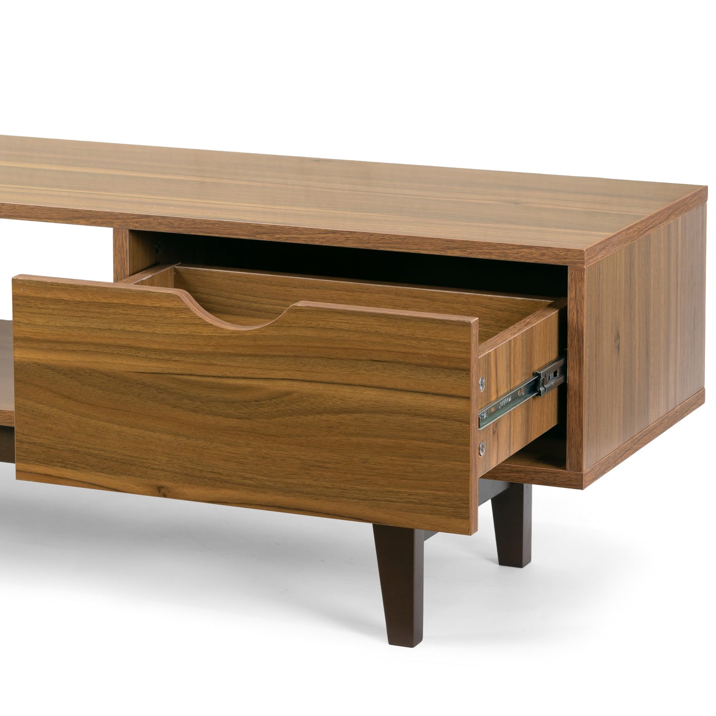 Alvin Scandinavian Style Walnut Finish TV Stand with Contrasting Drawers