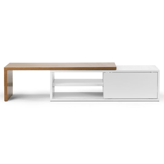 Alyce Scandinavian Style White TV Stand with Contrasting Color Accent