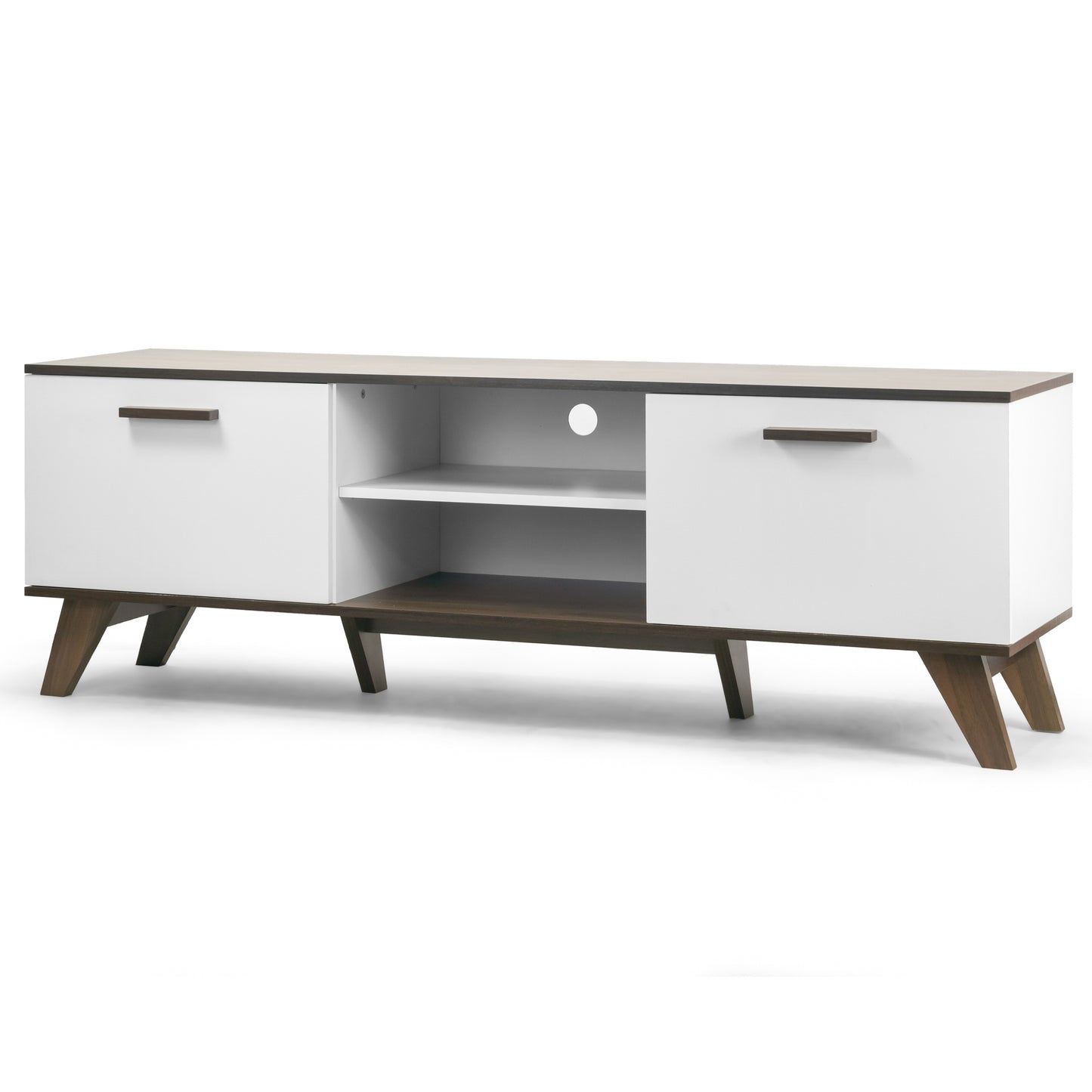 Annis TV Stand Walnut Finish with Contrasting White Door