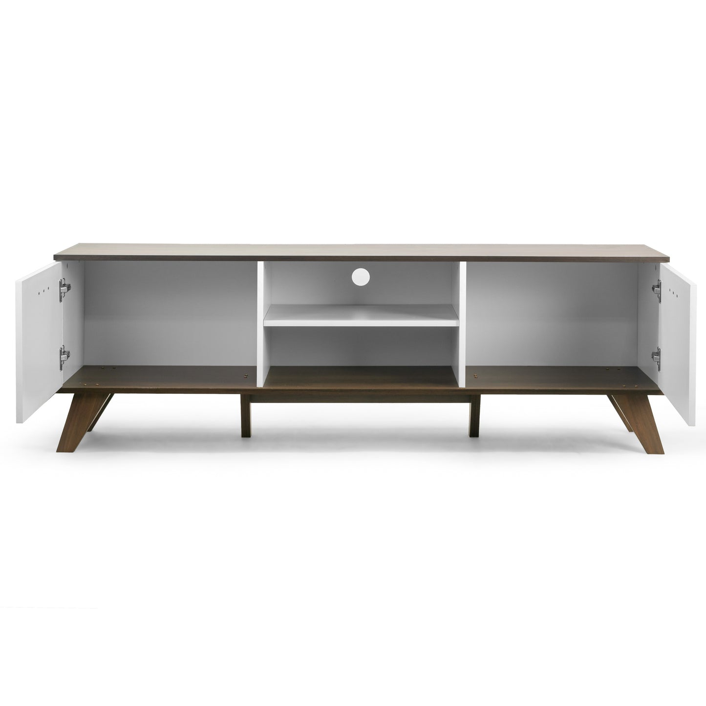 Annis TV Stand Walnut Finish with Contrasting White Door