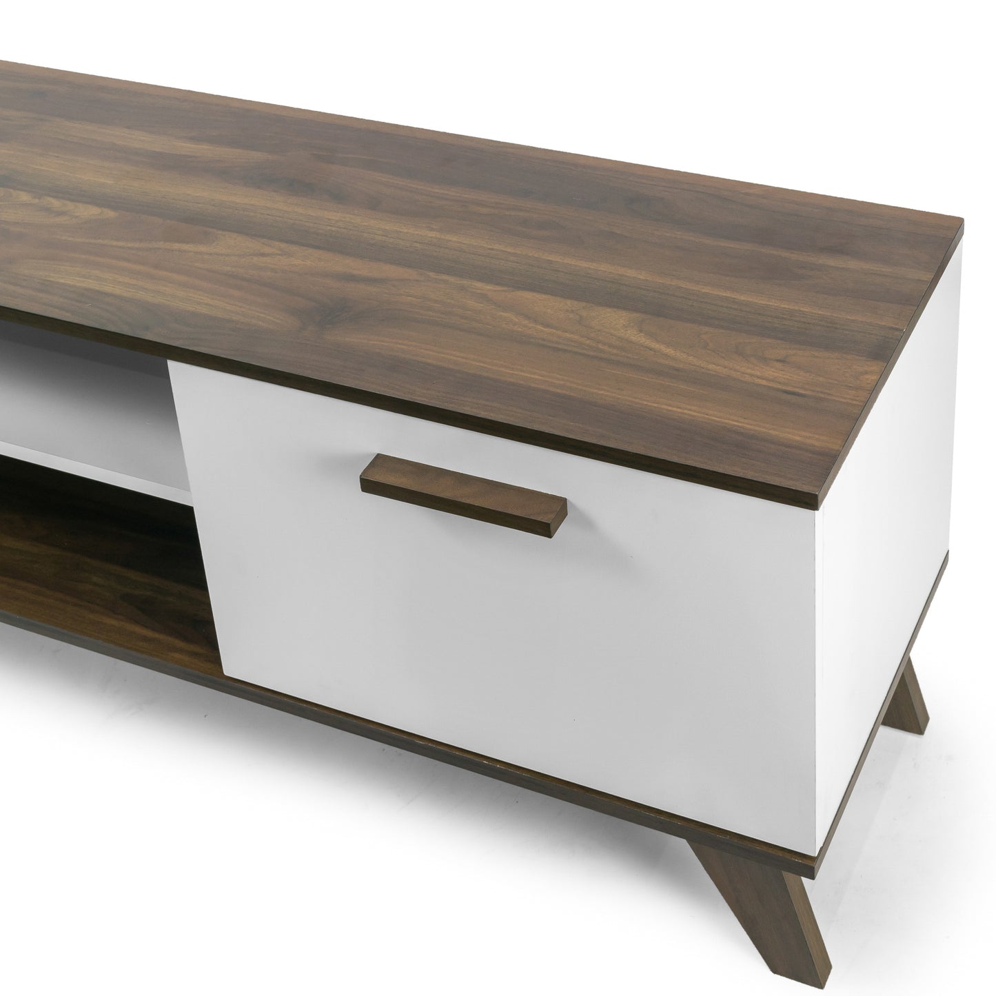 Annis TV Stand Walnut Finish with Contrasting White Door