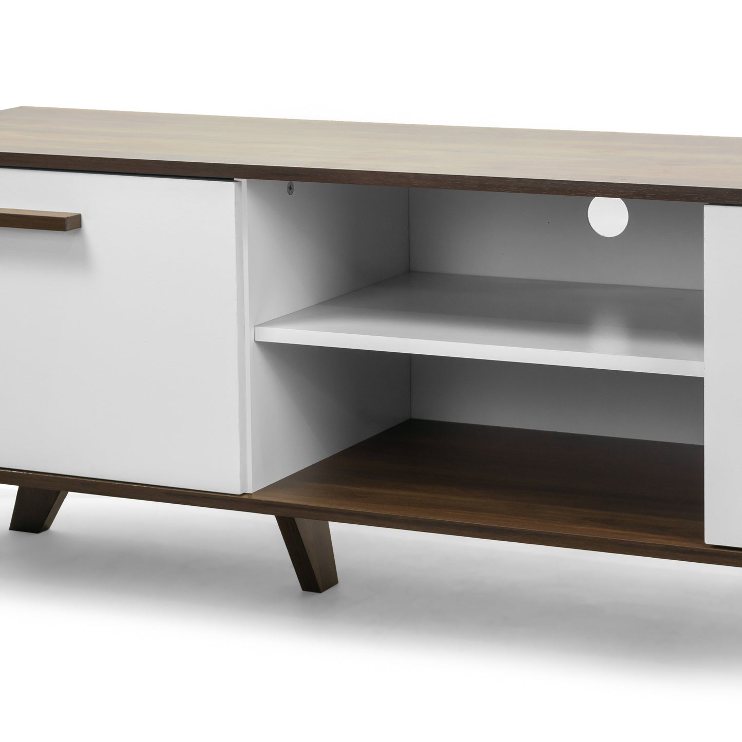 Annis TV Stand Walnut Finish with Contrasting White Door