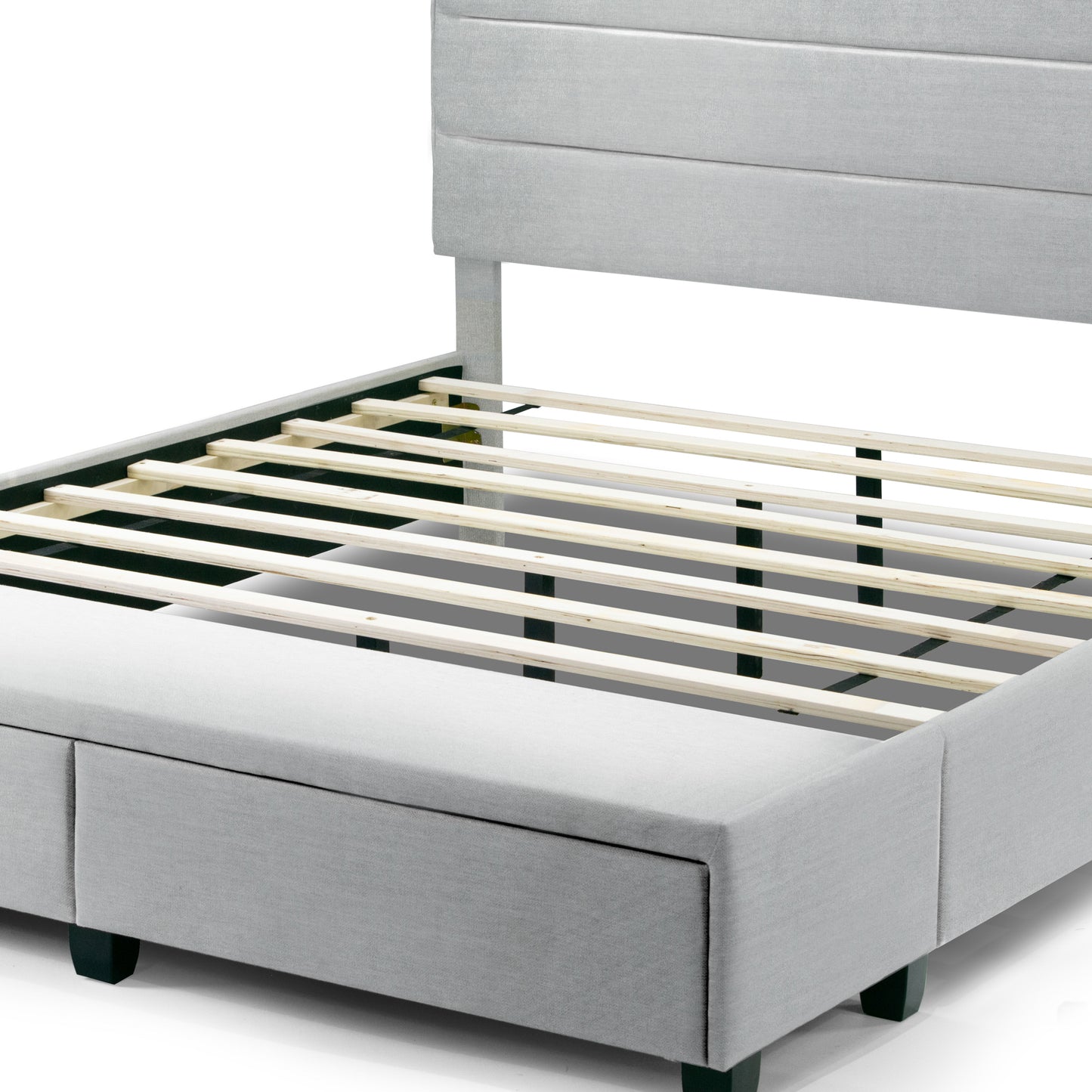 Arnia Silver Grey Queen Bed Captain’s Bed with Two Storage Drawers