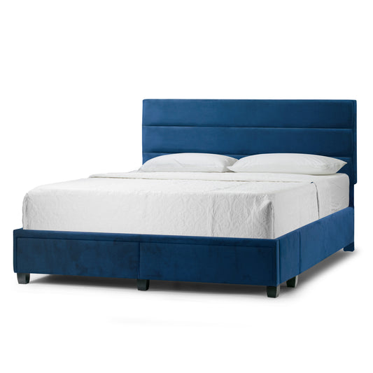 Arnia Navy Blue Queen Bed Captain’s Bed with Two Storage Drawers
