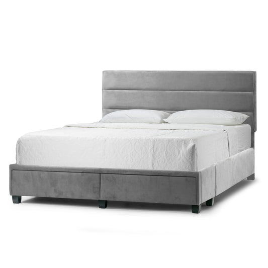 Arnia Silver Grey King Bed Captain’s Bed with Two Storage Drawers