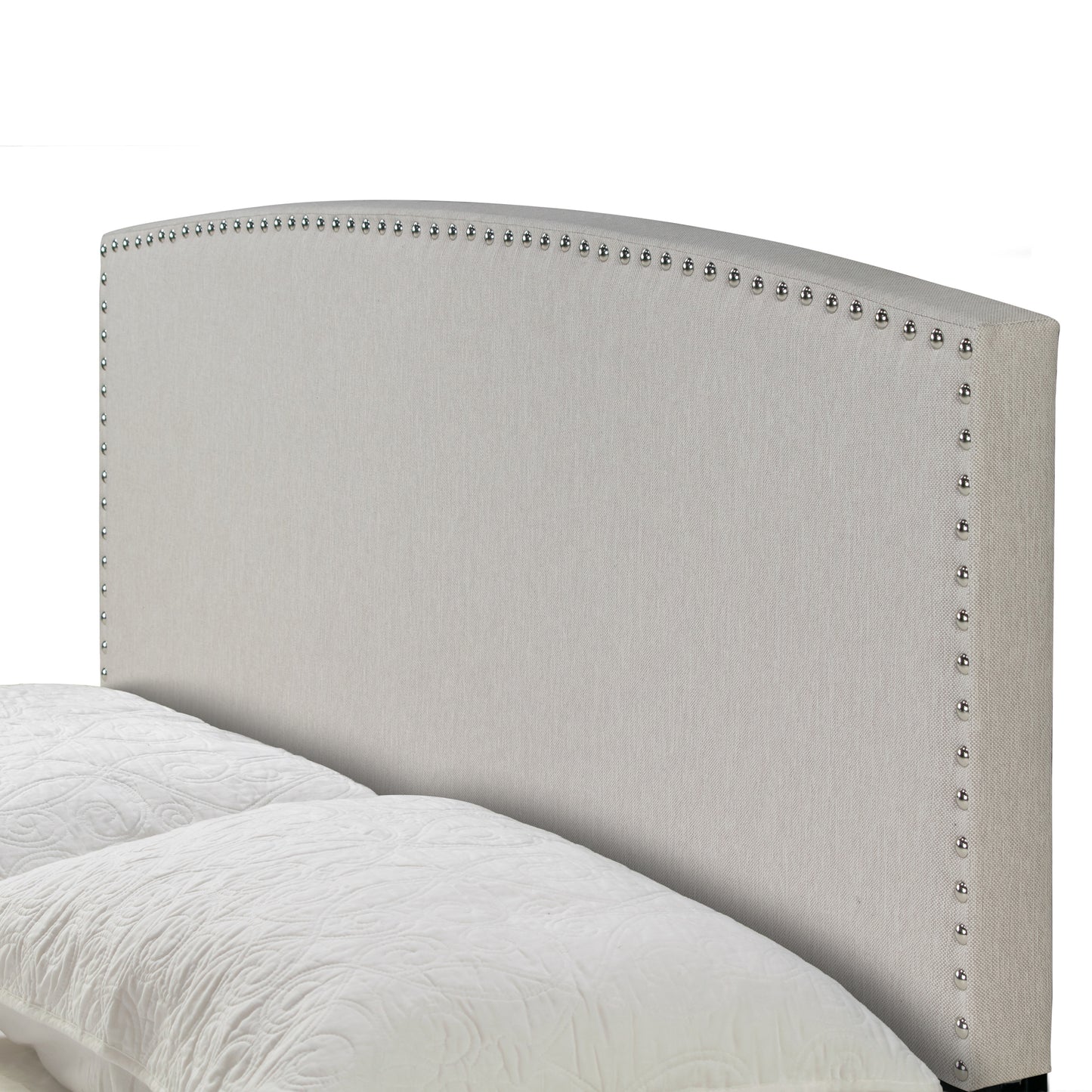 Ausca Beige Fabric Queen Bed with Nail Head Trim