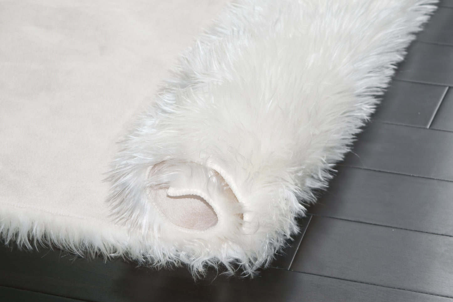 Faux Sheepskin Fur Area Rug White Rectangular 5x3