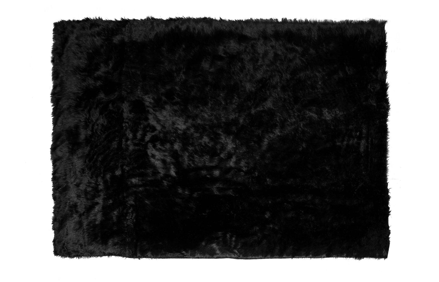 Faux Sheepskin Fur Area Rug Black Rectangular 5x3