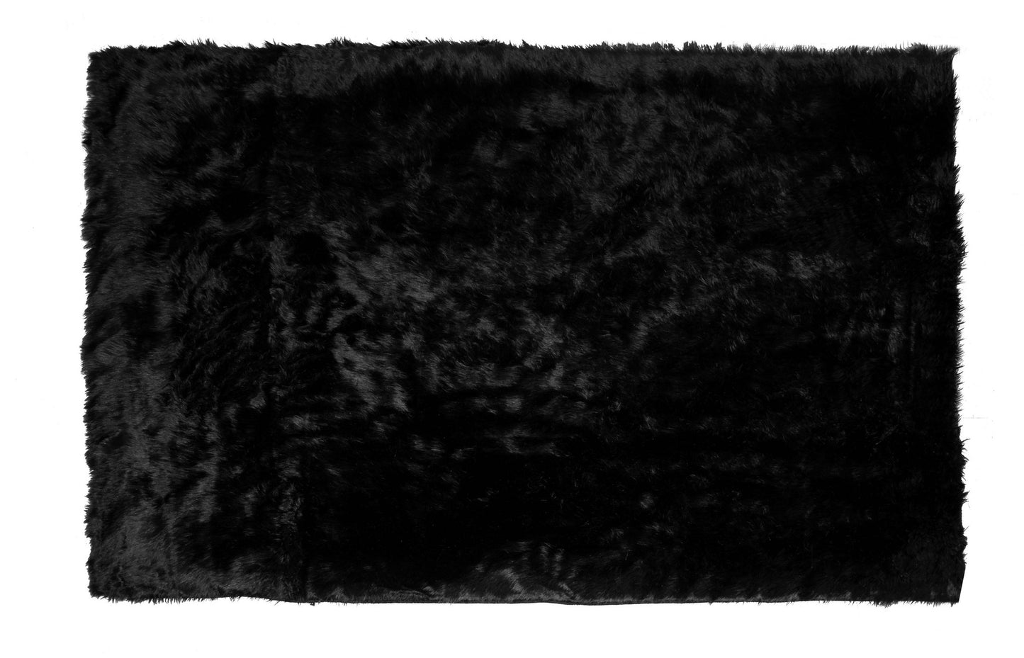 Faux Sheepskin Fur Area Rug Black Rectangular 8x5