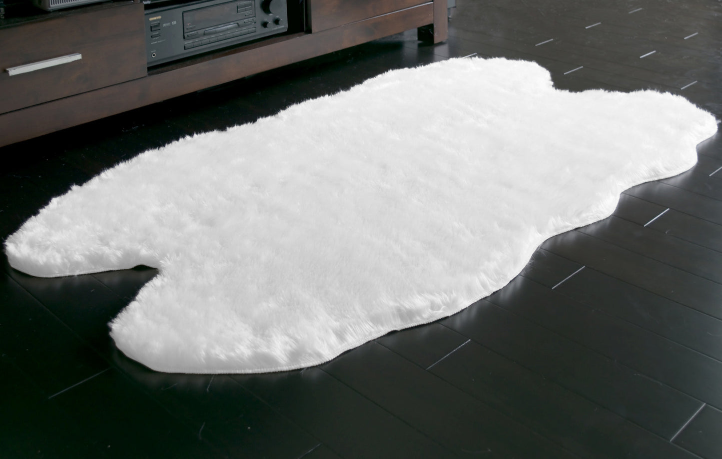 Faux Sheepskin Fur Area Rug Runner Animal-hide Shape White 5x3