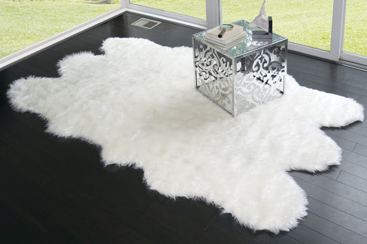 Faux Sheepskin Fur Area Rug Runner Sheepskin-like Shape White 7x5